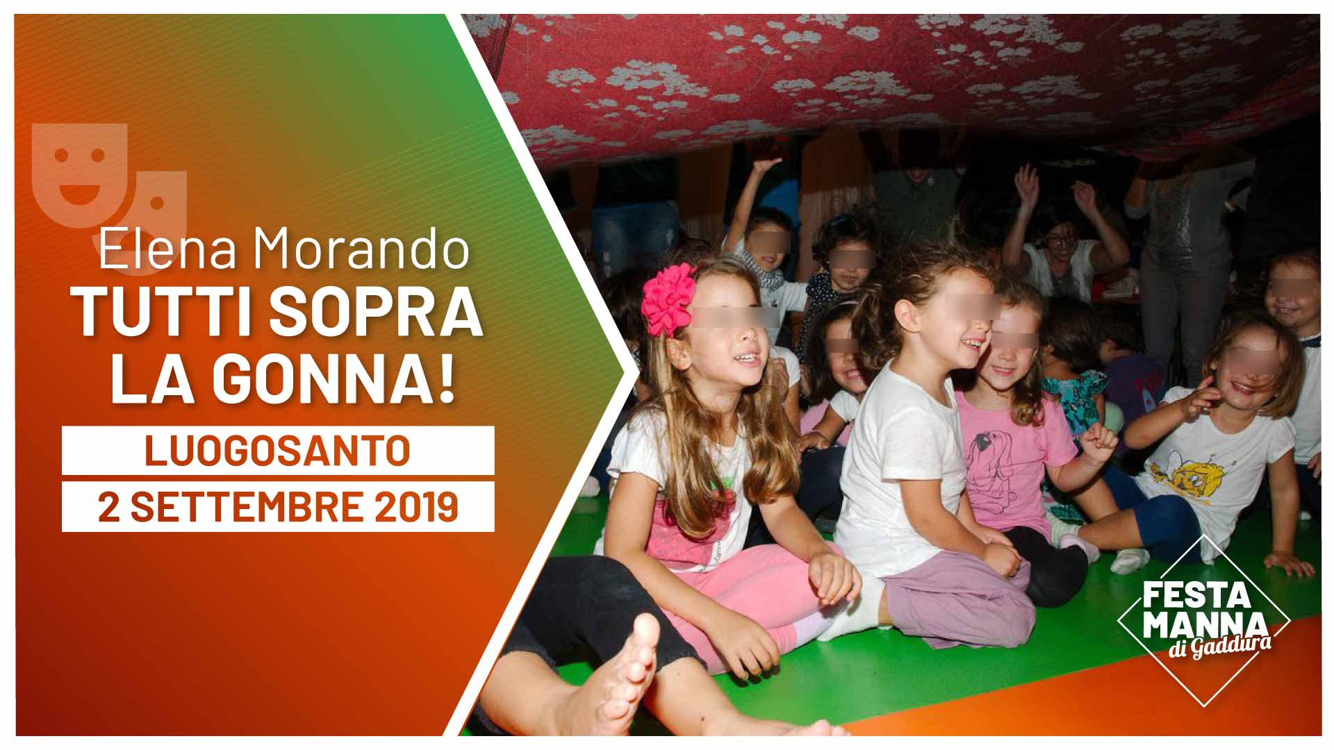 “Tutti sopra la gonna!”, readings for children by Elena Morando | Festa Manna di Gaddura 2019